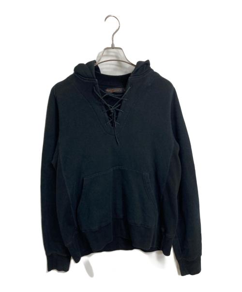 UNDERCOVER（アンダーカバー）UNDERCOVER (アンダーカバー) FRAGMENT DESIGN (フラグメントデザイン) レースアップ スウェット パーカー　ブラック　フーディー ブラック サイズ:Mの古着・服飾アイテム