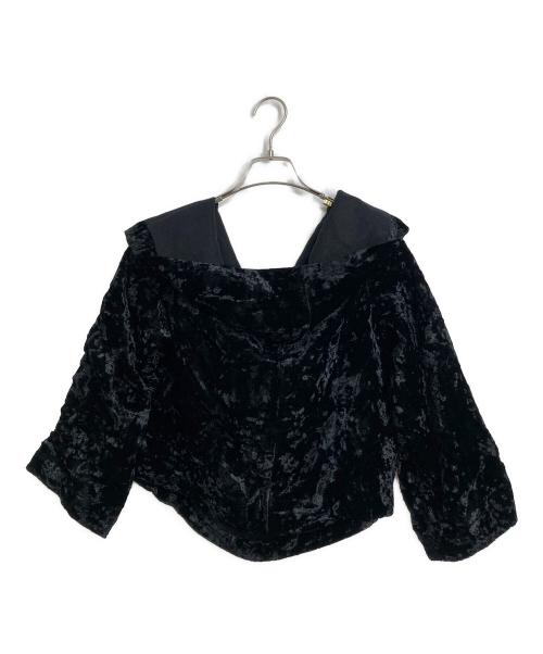 tricot COMME des GARCONS（トリココムデギャルソン）tricot COMME des GARCONS (トリココムデギャルソン) ベロアカットソー　デザインカットソー　デザイントップス　日本製　AD1999 ブラック サイズ:実寸参照の古着・服飾アイテム