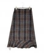 tricot COMME des GARCONSトリココムデギャルソン）の古着「シャギーチェックスカート　ロングスカート　日本製」｜ブラウン