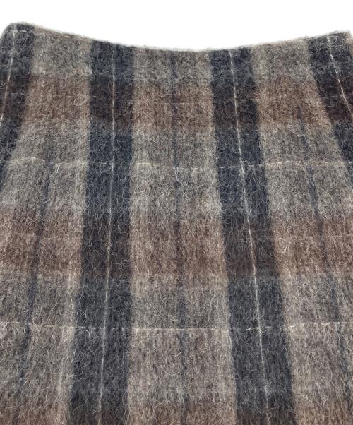 tricot COMME des GARCONS（トリココムデギャルソン）tricot COMME des GARCONS (トリココムデギャルソン) シャギーチェックスカート　ロングスカート　日本製 ブラウン サイズ:Mの古着・服飾アイテム