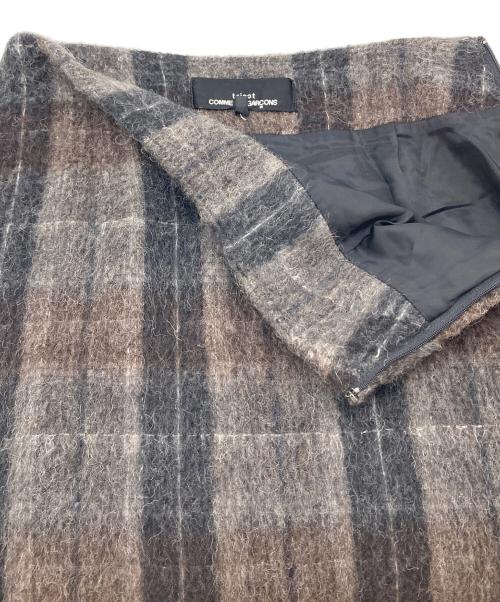 tricot COMME des GARCONS（トリココムデギャルソン）tricot COMME des GARCONS (トリココムデギャルソン) シャギーチェックスカート　ロングスカート　日本製 ブラウン サイズ:Mの古着・服飾アイテム