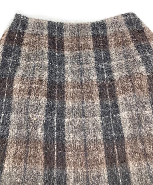tricot COMME des GARCONS（トリココムデギャルソン）tricot COMME des GARCONS (トリココムデギャルソン) シャギーチェックスカート　ロングスカート　日本製 ブラウン サイズ:Mの古着・服飾アイテム