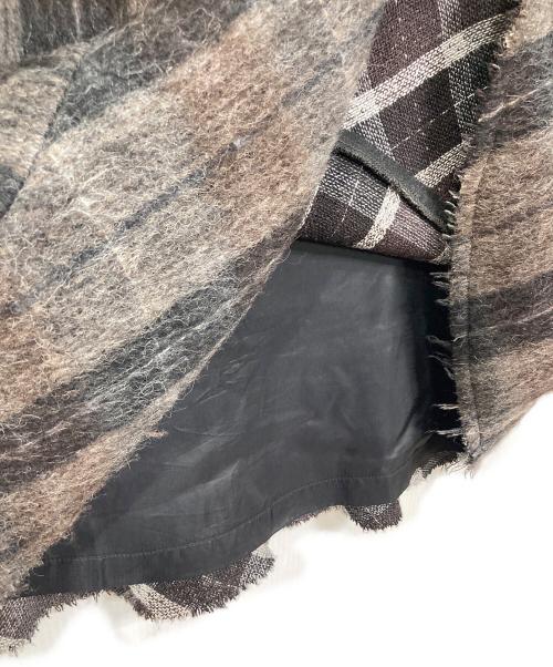 tricot COMME des GARCONS（トリココムデギャルソン）tricot COMME des GARCONS (トリココムデギャルソン) シャギーチェックスカート　ロングスカート　日本製 ブラウン サイズ:Mの古着・服飾アイテム
