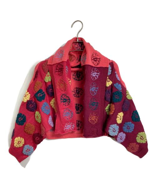 COMME des GARCONS（コムデギャルソン）COMME des GARCONS (コムデギャルソン) パネル切り替え ウールニット ストールカーディガン　変形　デザイントップス　日本製 ピンク サイズ:実寸参照の古着・服飾アイテム