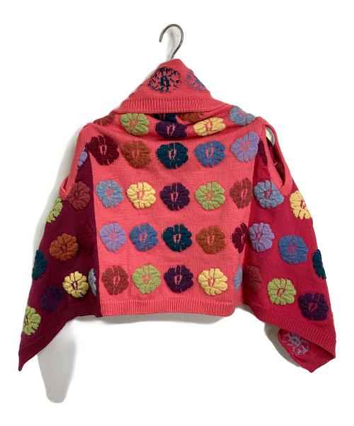 COMME des GARCONS（コムデギャルソン）COMME des GARCONS (コムデギャルソン) パネル切り替え ウールニット ストールカーディガン　変形　デザイントップス　日本製 ピンク サイズ:実寸参照の古着・服飾アイテム