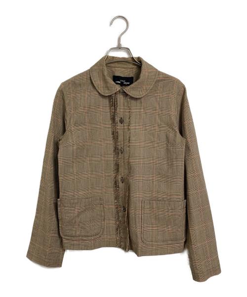 tricot COMME des GARCONS（トリココムデギャルソン）tricot COMME des GARCONS (トリココムデギャルソン) 丸襟ブラウス　千鳥チェック　AD2003 ブラウン サイズ:Mの古着・服飾アイテム