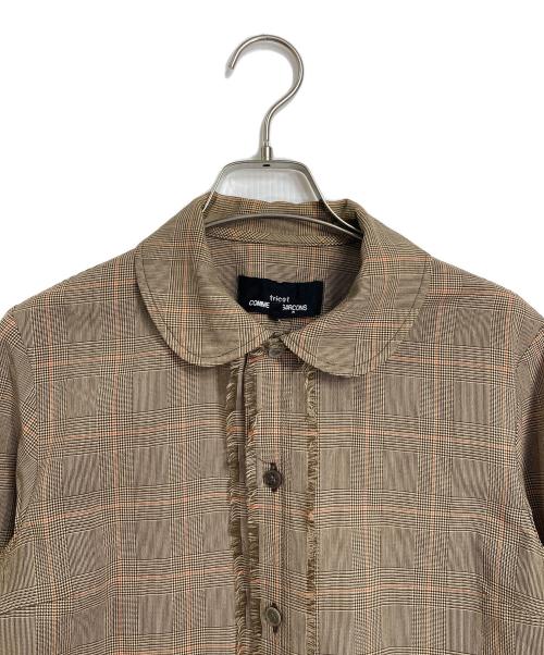 tricot COMME des GARCONS（トリココムデギャルソン）tricot COMME des GARCONS (トリココムデギャルソン) 丸襟ブラウス　千鳥チェック　AD2003 ブラウン サイズ:Mの古着・服飾アイテム