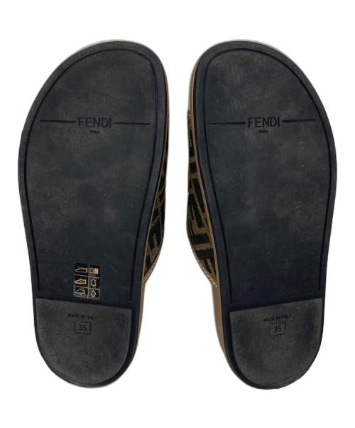 FENDI（フェンディ）FENDI (フェンディ) ブラウンFFファブリック スライド サンダル　フェンディフィール　ズッカ柄 ブラウン サイズ:35の古着・服飾アイテム