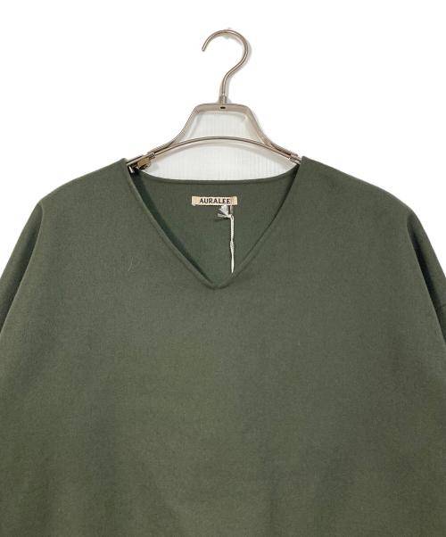 AURALEE（オーラリー）AURALEE (オーラリー) V-Neck Knit　ウールニット　薄手 グリーンの古着・服飾アイテム