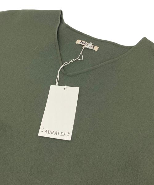 AURALEE（オーラリー）AURALEE (オーラリー) V-Neck Knit　ウールニット　薄手 グリーンの古着・服飾アイテム