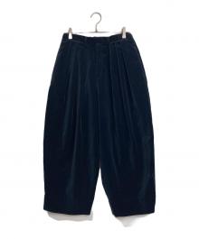 10 hand crafted modern（テンハンドクラフテッドモダン）の古着「ベルベットワイドパンツ」｜ネイビー