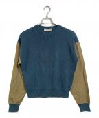 CristaSeyaクリスタセヤ）の古着「COTTON SWEATER WITH LEATHER PATCH」｜グレー
