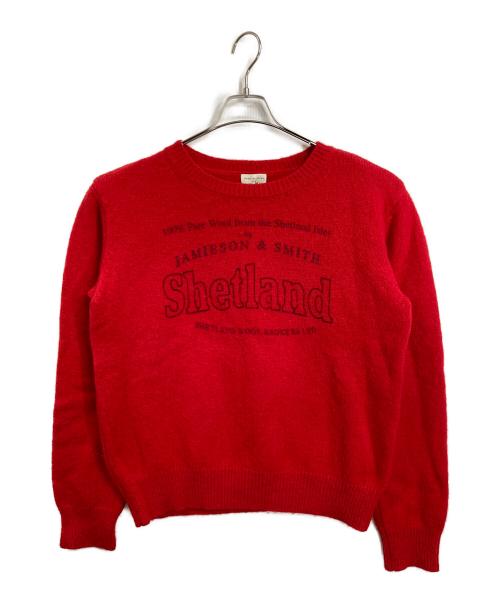 DRIES VAN NOTEN（ドリスヴァンノッテン）DRIES VAN NOTEN (ドリスヴァンノッテン) 17AW シェットランドプリントニット　ウールニット　長袖ニット レッド サイズ:Sの古着・服飾アイテム