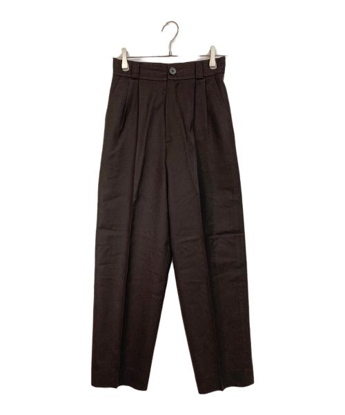 Yves Saint Laurent（イヴサンローラン）Yves Saint Laurent (イヴサンローラン) タックパンツ　ウールパンツ　ワイドパンツ ブラウン サイズ:Lの古着・服飾アイテム