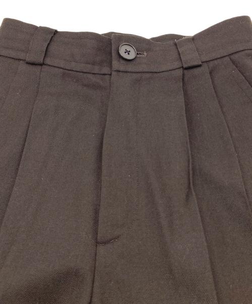 Yves Saint Laurent（イヴサンローラン）Yves Saint Laurent (イヴサンローラン) タックパンツ　ウールパンツ　ワイドパンツ ブラウン サイズ:Lの古着・服飾アイテム