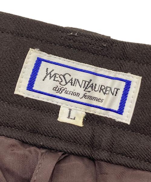 Yves Saint Laurent（イヴサンローラン）Yves Saint Laurent (イヴサンローラン) タックパンツ　ウールパンツ　ワイドパンツ ブラウン サイズ:Lの古着・服飾アイテム