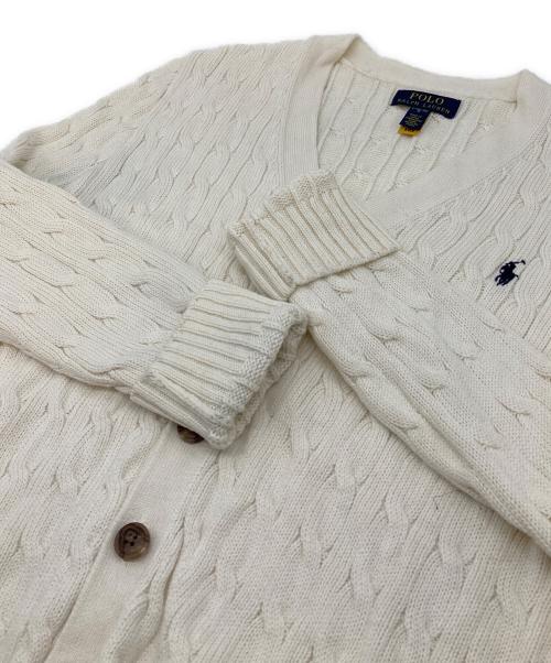 POLO RALPH LAUREN（ポロ・ラルフローレン）POLO RALPH LAUREN (ポロ・ラルフローレン) ケーブルニットカーディガン　コットンカーディガン ホワイト サイズ:Lの古着・服飾アイテム