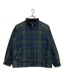 BEAUTY&YOUTH（ビューティーアンドユース）の古着「British Millerain社 CLSPACK ミラレイン スタンドカラー ブルゾン　アウター　チェック」｜ネイビー×グリーン