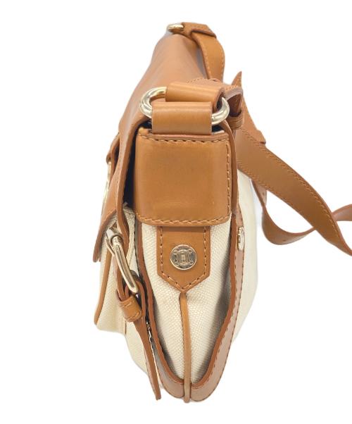 CELINE（セリーヌ）CELINE (セリーヌ) 馬車金具ショルダーバッグ　オールド　イタリア製 ブラウン×アイボリー サイズ:実寸参照の古着・服飾アイテム