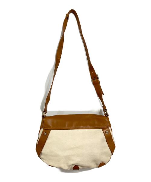 CELINE（セリーヌ）CELINE (セリーヌ) 馬車金具ショルダーバッグ　オールド　イタリア製 ブラウン×アイボリー サイズ:実寸参照の古着・服飾アイテム