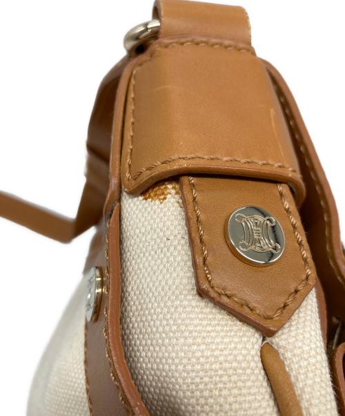 CELINE（セリーヌ）CELINE (セリーヌ) 馬車金具ショルダーバッグ　オールド　イタリア製 ブラウン×アイボリー サイズ:実寸参照の古着・服飾アイテム