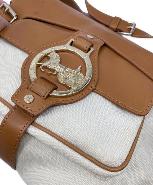 CELINE（セリーヌ）CELINE (セリーヌ) 馬車金具ショルダーバッグ　オールド　イタリア製 ブラウン×アイボリー サイズ:実寸参照の古着・服飾アイテム