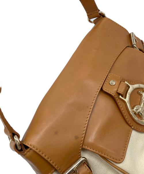 CELINE（セリーヌ）CELINE (セリーヌ) 馬車金具ショルダーバッグ　オールド　イタリア製 ブラウン×アイボリー サイズ:実寸参照の古着・服飾アイテム