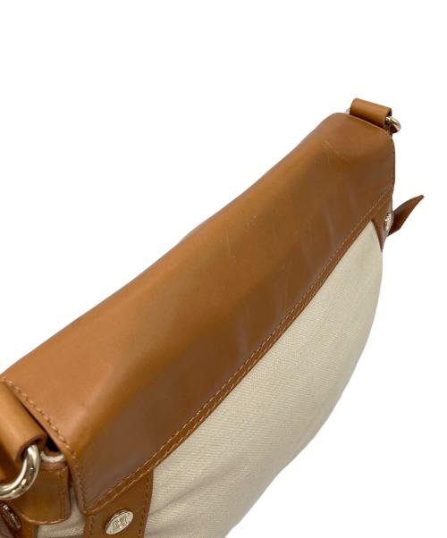 CELINE（セリーヌ）CELINE (セリーヌ) 馬車金具ショルダーバッグ　オールド　イタリア製 ブラウン×アイボリー サイズ:実寸参照の古着・服飾アイテム