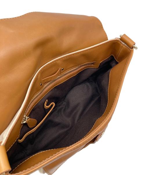 CELINE（セリーヌ）CELINE (セリーヌ) 馬車金具ショルダーバッグ　オールド　イタリア製 ブラウン×アイボリー サイズ:実寸参照の古着・服飾アイテム