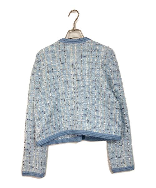 furfur（ファーファー）furfur (ファーファー) ツイードニットジャケット ブルー サイズ:Fの古着・服飾アイテム