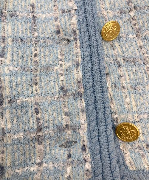 furfur（ファーファー）furfur (ファーファー) ツイードニットジャケット ブルー サイズ:Fの古着・服飾アイテム