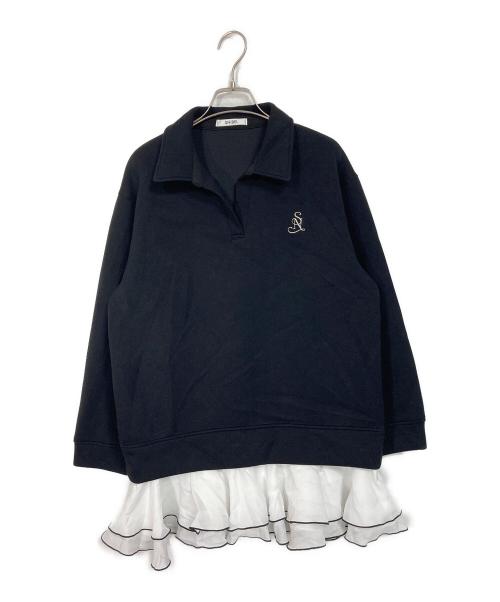 Snidel（スナイデル）Snidel (スナイデル) スキッパーミニワンピース　ロングカットソー ブラック サイズ:Fの古着・服飾アイテム