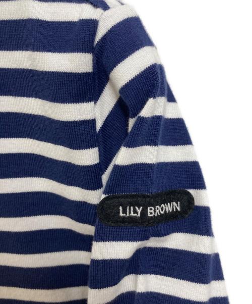 Lily Brown（リリーブラウン）Lily Brown (リリーブラウン) フレンチボーダーカットチュニック　カットソー　26SS ホワイト×ネイビー サイズ:ONE SIZEの古着・服飾アイテム