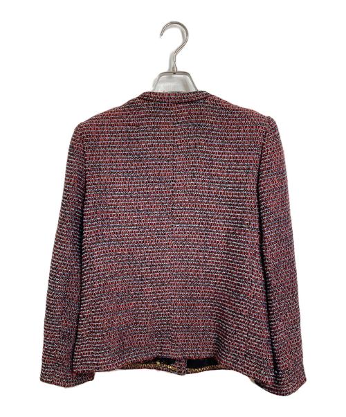 CHANEL（シャネル）CHANEL (シャネル) ライオンボタンツイードジャケット＆スカートセットアップ レッド サイズ:38の古着・服飾アイテム