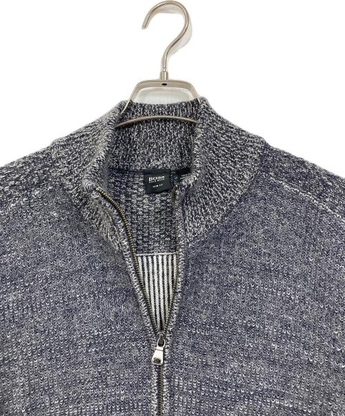 BOSS HUGO BOSS（ボス ヒューゴボス）BOSS HUGO BOSS (ボス ヒューゴボス) ドライバーズニット　長袖ニット　ジップカーディガン グレー サイズ:XL（実寸参照）の古着・服飾アイテム