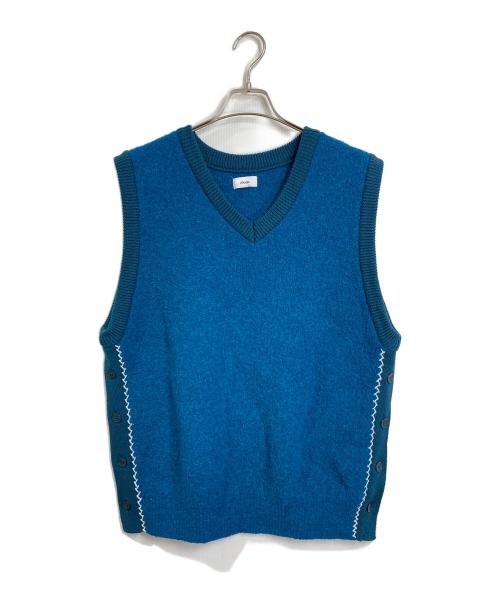 ALLEGE（アレッジ）ALLEGE (アレッジ) ベビーアルパカ Vネック ニットベスト グリーン サイズ:4の古着・服飾アイテム