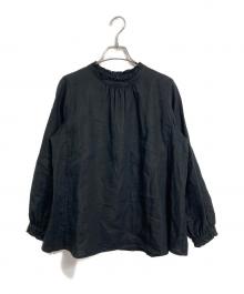 nest Robe（ネストローブ）の古着「リネンスタンドフリルブラウス」｜ブラック