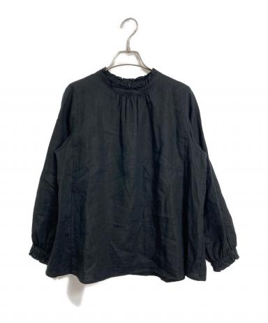 nest Robe 01203-1570 フリル リネン  ブラウス シャツ ブラック レディース ネストローブ【中古】6-0216M∞ 中古・古着通販】nest Robe (ネストローブ) リネンスタンドフリル