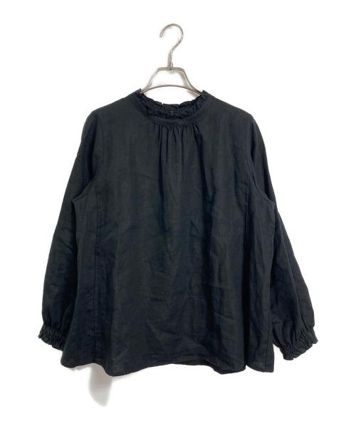 nest Robe（ネストローブ）nest Robe (ネストローブ) リネンスタンドフリルブラウス ブラック サイズ:FREEの古着・服飾アイテム