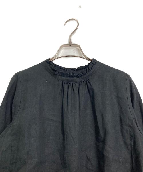 nest Robe（ネストローブ）nest Robe (ネストローブ) リネンスタンドフリルブラウス ブラック サイズ:FREEの古着・服飾アイテム