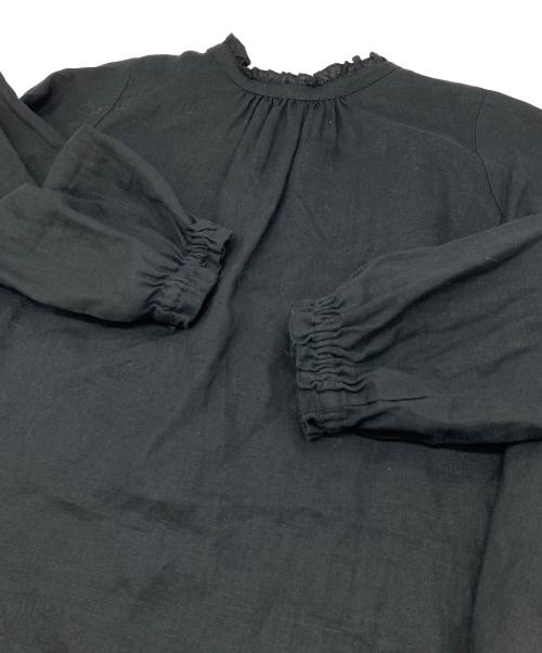 nest Robe（ネストローブ）nest Robe (ネストローブ) リネンスタンドフリルブラウス ブラック サイズ:FREEの古着・服飾アイテム