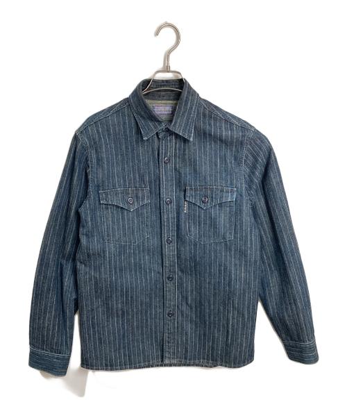 BLUE BLUE（ブルーブルー）BLUE BLUE (ブルーブルー) ストライプデニムシャツ インディゴ サイズ:2の古着・服飾アイテム