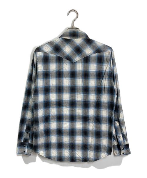 IRON HEART（アイアンハート）IRON HEART (アイアンハート) チェックウエスタンシャツ　コットンシャツ ブルー×ホワイト サイズ:Mの古着・服飾アイテム