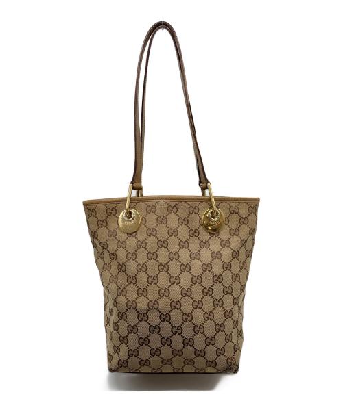 GUCCI（グッチ）GUCCI (グッチ) GGキャンバストートバッグ　イタリア製 ベージュ サイズ:実寸参照の古着・服飾アイテム
