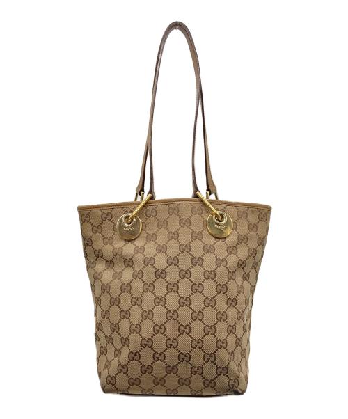 GUCCI（グッチ）GUCCI (グッチ) GGキャンバストートバッグ　イタリア製 ベージュ サイズ:実寸参照の古着・服飾アイテム