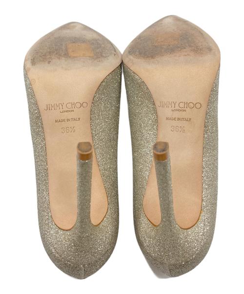 JIMMY CHOO（ジミーチュウ）JIMMY CHOO (ジミーチュウ) グリッターヒールパンプス　イタリア製 シルバー サイズ:36 1/2の古着・服飾アイテム