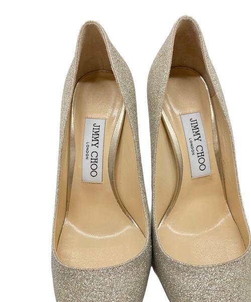 JIMMY CHOO（ジミーチュウ）JIMMY CHOO (ジミーチュウ) グリッターヒールパンプス　イタリア製 シルバー サイズ:36 1/2の古着・服飾アイテム