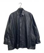 th productsティーエイチプロダクツ）の古着「Synthetic Leather Orversized Shirts レザーシャツ」｜ブラック