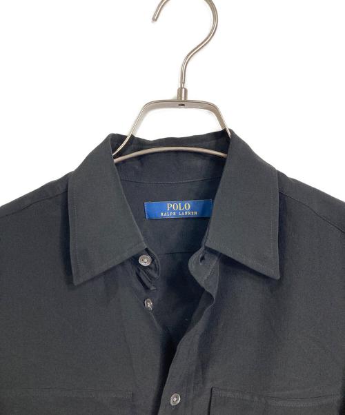 POLO RALPH LAUREN（ポロ・ラルフローレン）POLO RALPH LAUREN (ポロ・ラルフローレン) シルクシャツワンピース　ロングワンピース　マキシワンピース ブラック サイズ:2の古着・服飾アイテム