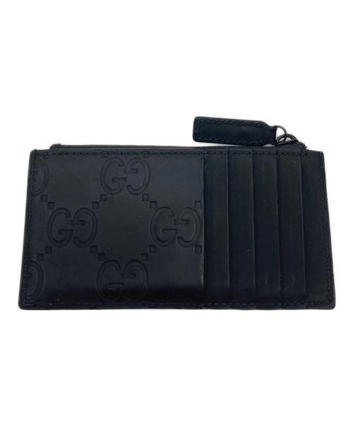 GUCCI（グッチ）GUCCI (グッチ) GGラバーエフェクトジップカードケース　イタリア製 ブラック サイズ:実寸参照の古着・服飾アイテム